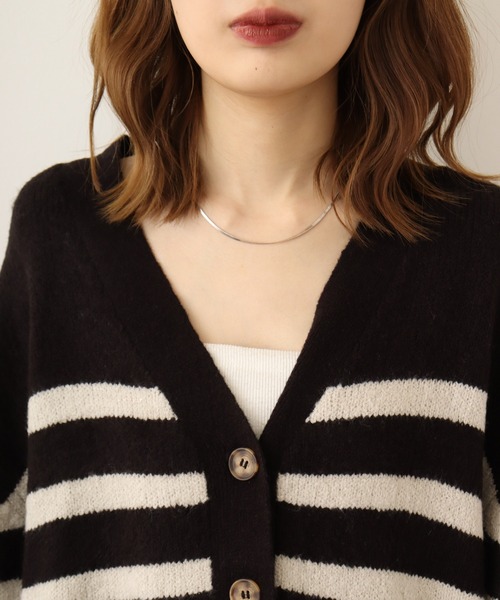 【セール】atONE Vネックボーダーふわふわニットカーディガン（カーディガン/ボレロ）｜atONE（アットワン）