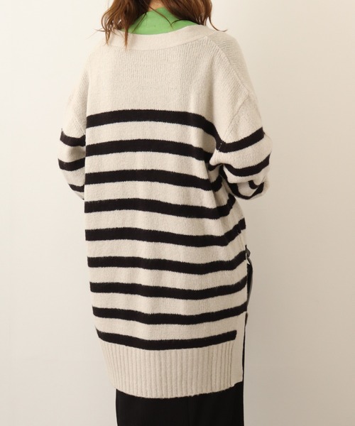 【セール】atONE Vネックボーダーふわふわニットカーディガン（カーディガン/ボレロ）｜atONE（アットワン）