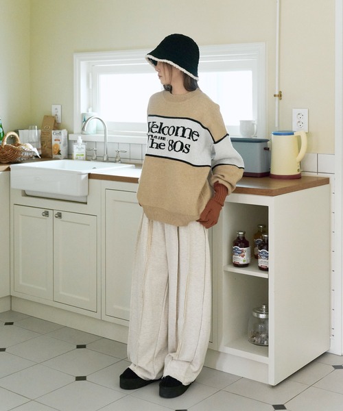 UNE MANSION（ユヌマンション）の「【2023F/W新作アイテム】【小顔効果抜群】バイカラープードルウールニットバケットハット帽子（ハット・レディース・アイボリー/ブラック/ベージュ・ONE SIZE）」の10枚目の写真