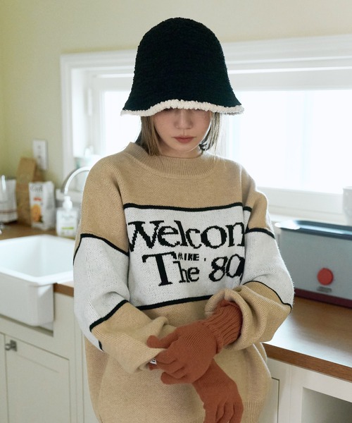 UNE MANSION（ユヌマンション）の「【2023F/W新作アイテム】【小顔効果抜群】バイカラープードルウールニットバケットハット帽子（ハット・レディース・アイボリー/ブラック/ベージュ・ONE SIZE）」の6枚目の写真