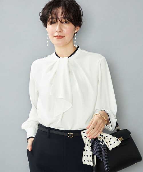 新品　NOLLEY'S ウォッシャブルボウタイ風取り外しブラウス オフィス NOLLEY'S（ノーリーズ）の「ウォッシャブルボウタイ風取り外し
