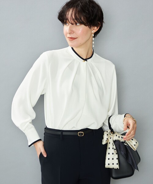 新品　NOLLEY'S ウォッシャブルボウタイ風取り外しブラウス オフィス セール】ウォッシャブルボウタイ風取り外しブラウス（シャツ