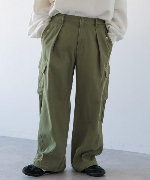 ワイドストレート ミリタリー カーゴパンツ　roerte soerte カーゴパンツ M47 Wide straight military pants