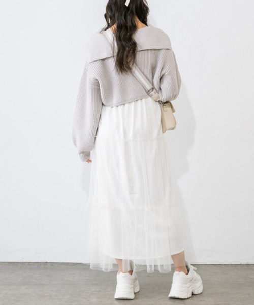 OLIVE des OLIVE（オリーブデオリーブ）の「チュールキャミ×ニットセットワンピ　1041090010（ワンピース・レディース・ミント/チャコールグレー/オフホワイト・FREE）」の8枚目の写真