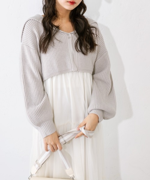 OLIVE des OLIVE（オリーブデオリーブ）の「チュールキャミ×ニットセットワンピ　1041090010（ワンピース・レディース・ミント/チャコールグレー/オフホワイト・FREE）」の9枚目の写真