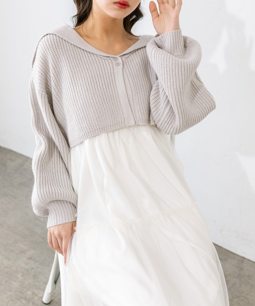 OLIVE des OLIVE（オリーブデオリーブ）の「チュールキャミ×ニットセットワンピ　1041090010（ワンピース・レディース・ミント/チャコールグレー/オフホワイト・FREE）」の13枚目の写真