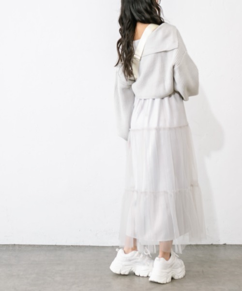 OLIVE des OLIVE（オリーブデオリーブ）の「チュールキャミ×ニットセットワンピ　1041090010（ワンピース・レディース・ミント/チャコールグレー/オフホワイト・FREE）」の15枚目の写真