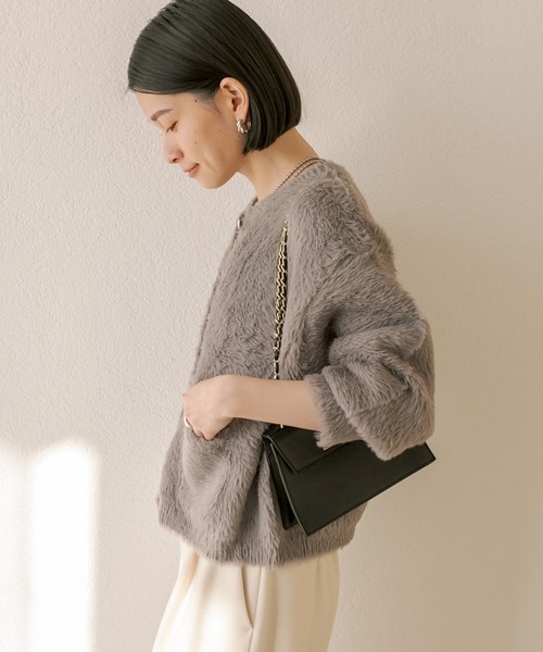 RIVE DROITE（リヴドロワ）の「ラメフェザー2WAYカーデ（カーディガン/ボレロ・レディース・チャコールグレー/ベージュ・FREE）」の9枚目の写真