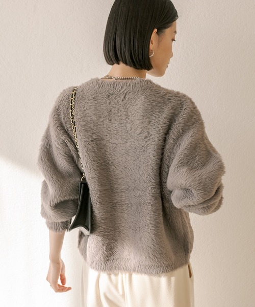 RIVE DROITE（リヴドロワ）の「ラメフェザー2WAYカーデ（カーディガン/ボレロ・レディース・チャコールグレー/ベージュ・FREE）」の10枚目の写真