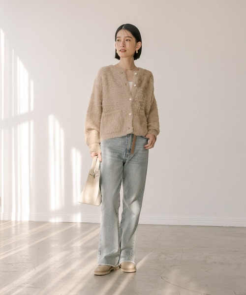 RIVE DROITE（リヴドロワ）の「ラメフェザー2WAYカーデ（カーディガン/ボレロ・レディース・チャコールグレー/ベージュ・FREE）」の12枚目の写真