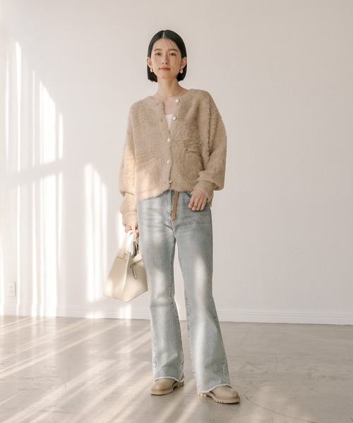 RIVE DROITE（リヴドロワ）の「ラメフェザー2WAYカーデ（カーディガン/ボレロ・レディース・チャコールグレー/ベージュ・FREE）」の13枚目の写真