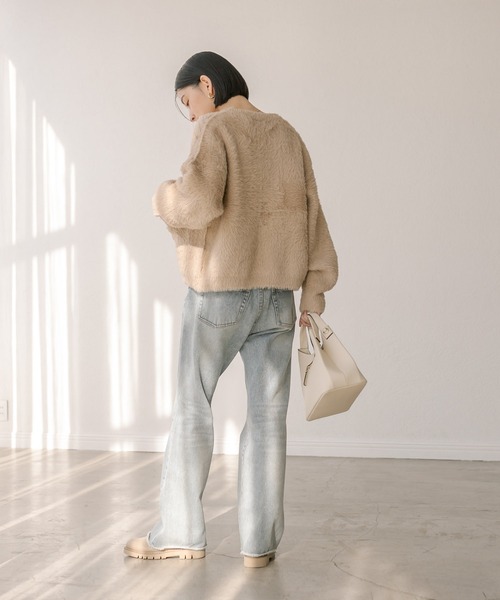 RIVE DROITE（リヴドロワ）の「ラメフェザー2WAYカーデ（カーディガン/ボレロ・レディース・チャコールグレー/ベージュ・FREE）」の16枚目の写真