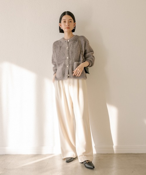 RIVE DROITE（リヴドロワ）の「ラメフェザー2WAYカーデ（カーディガン/ボレロ・レディース・チャコールグレー/ベージュ・FREE）」の4枚目の写真