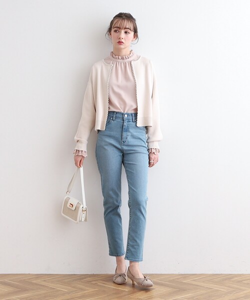 couture brooch(クチュールブローチ)の「◆【2024春新作】パール調トリミングカーディガン(カーディガン/ボレロ・レディース・アイボリー/ブラック/ピンク・42/38)」の14枚目の写真