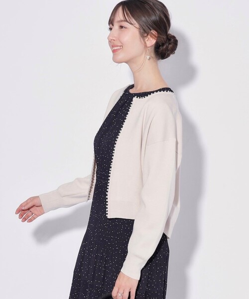 couture brooch(クチュールブローチ)の「◆【2024春新作】パール調トリミングカーディガン(カーディガン/ボレロ・レディース・アイボリー/ブラック/ピンク・42/38)」の19枚目の写真