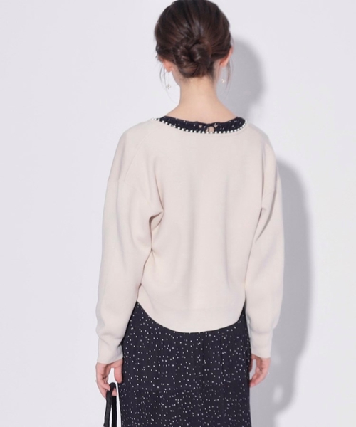 couture brooch(クチュールブローチ)の「◆【2024春新作】パール調トリミングカーディガン(カーディガン/ボレロ・レディース・アイボリー/ブラック/ピンク・42/38)」の20枚目の写真