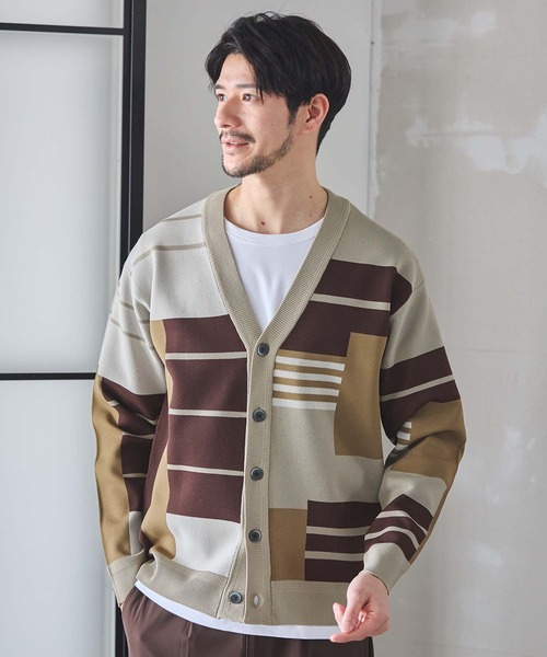 【セール】パネルモチーフ ジャガードニットカーデ（カーディガン/ボレロ）｜UNION STATION（ユニオンステーション） 6,160円
