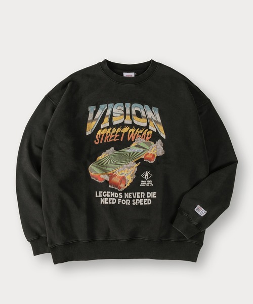 VISION STREET WEAR（ヴィジョンストリートウェア）の「【VISION STREET WEAR/ヴィジョンストリートウェア】スノーウォッシュ加工ヴィンテージスウェット/ビッグシルエット（スウェット・メンズ・ブラック/ブラック系その他2/ブラック系その他・XL/L/M）」の4枚目の写真