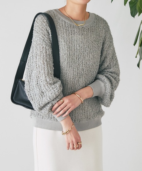 un dix cors（アンディコール）の「《WEB限定》ペーパーヤーンプルオーバー（ニット/セーター・レディース・アイボリー/グレー・FREE）」の2枚目の写真