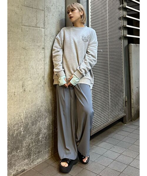 MURUA（ムルーア）の「ハイウエストタックワイドパンツ（その他パンツ・レディース・ライトグリーン/アイボリー/グレー/ブルー・2/1）」の18枚目の写真