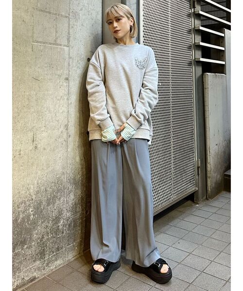 MURUA（ムルーア）の「ハイウエストタックワイドパンツ（その他パンツ・レディース・ライトグリーン/アイボリー/グレー/ブルー・2/1）」の17枚目の写真