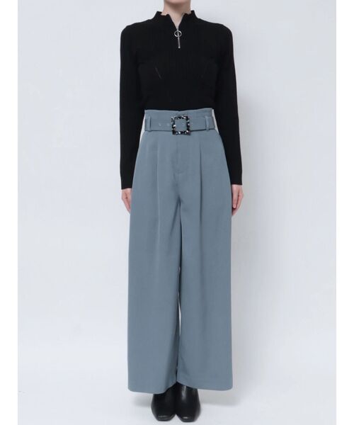 MURUA（ムルーア）の「ハイウエストタックワイドパンツ（その他パンツ・レディース・ライトグリーン/アイボリー/グレー/ブルー・2/1）」の9枚目の写真