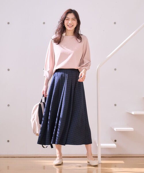 ANY（エニィ）の「【ウエストゴム】ギンガムフレアスカート（スカート・レディース・ネイビー系5/ブラック系5/グリーン系5・2/3）」の3枚目の写真
