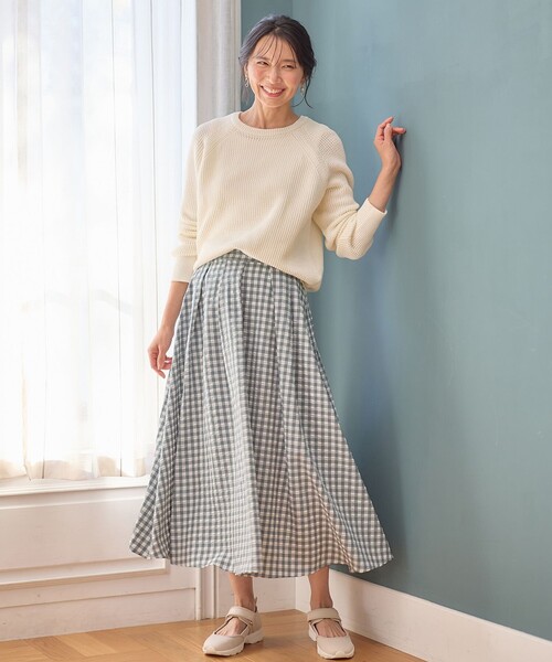 ANY（エニィ）の「【ウエストゴム】ギンガムフレアスカート（スカート・レディース・ネイビー系5/ブラック系5/グリーン系5・2/3）」の17枚目の写真