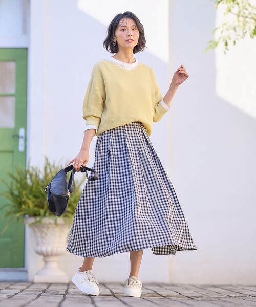 ANY（エニィ）の「【ウエストゴム】ギンガムフレアスカート（スカート・レディース・ネイビー系5/ブラック系5/グリーン系5・2/3）」の22枚目の写真