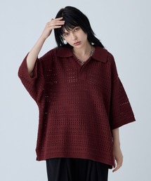 VELNUS（ベルナス）の「【VELNUS】Watermark knitting loose Half Sleeve knit polo shirt/透かし編みルーズ半袖ニットポロシャツ（ポロシャツ・メンズ）」