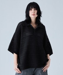 VELNUS（ベルナス）の「【VELNUS】Watermark knitting loose Half Sleeve knit polo shirt 透かし編みルーズ半袖ニットポロシャツ（ポロシャツ）」