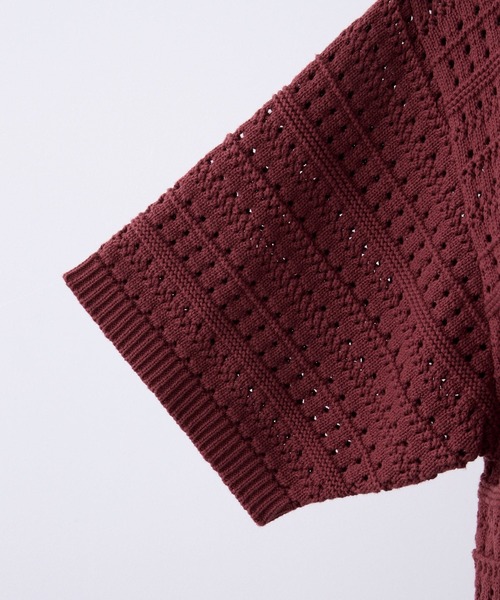 VELNUS(ベルナス)の「【VELNUS】Watermark knitting loose Half Sleeve knit polo shirt/透かし編みルーズ半袖ニットポロシャツ(ポロシャツ・メンズ・ブルー/チャコールグレー/ブラック/ライトグレー/ダークブラウン/ワイン/クリーム・L/M/S)」の17枚目の写真