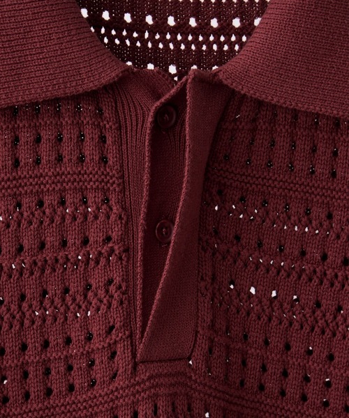 VELNUS(ベルナス)の「【VELNUS】Watermark knitting loose Half Sleeve knit polo shirt/透かし編みルーズ半袖ニットポロシャツ(ポロシャツ・メンズ・ブルー/チャコールグレー/ブラック/ライトグレー/ダークブラウン/ワイン/クリーム・L/M/S)」の22枚目の写真