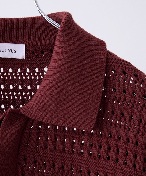 【完売人気商品】VELNUS＆CIASENCE 透かし編みニットポロセット VELNUS ポロシャツ 「VELNUS」Watermark knitting loose Half