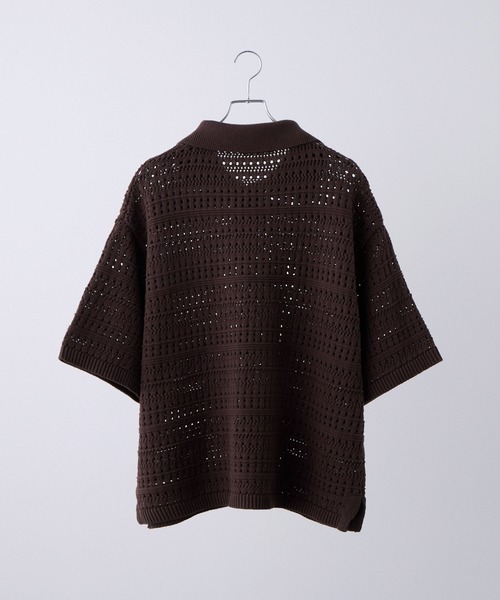 【完売人気商品】VELNUS＆CIASENCE 透かし編みニットポロセット VELNUS】Watermark knitting loose Half Sleeve knit polo shirt