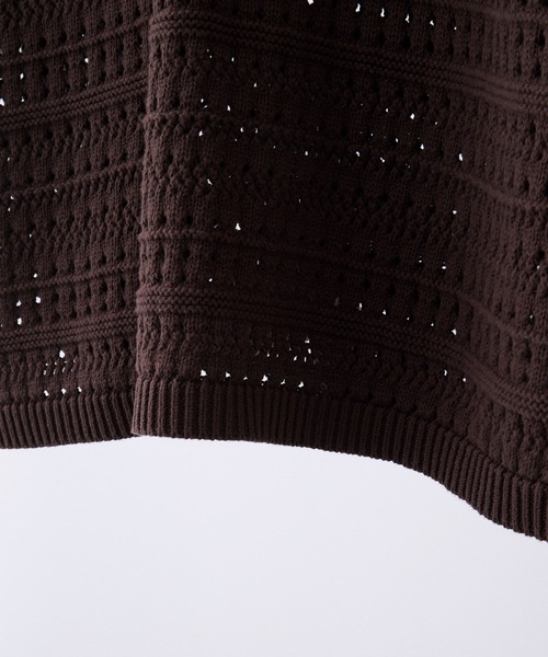 VELNUS(ベルナス)の「【VELNUS】Watermark knitting loose Half Sleeve knit polo shirt/透かし編みルーズ半袖ニットポロシャツ(ポロシャツ・メンズ・ブルー/チャコールグレー/ブラック/ライトグレー/ダークブラウン/ワイン/クリーム・L/M/S)」の21枚目の写真