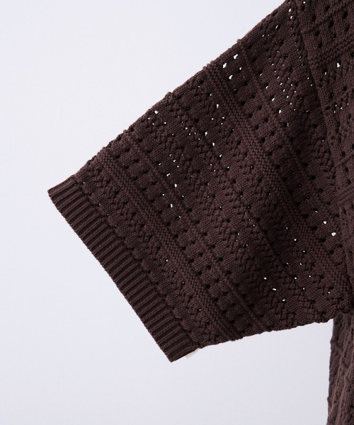 VELNUS(ベルナス)の「【VELNUS】Watermark knitting loose Half Sleeve knit polo shirt/透かし編みルーズ半袖ニットポロシャツ(ポロシャツ・メンズ・ブルー/チャコールグレー/ブラック/ライトグレー/ダークブラウン/ワイン/クリーム・L/M/S)」の20枚目の写真