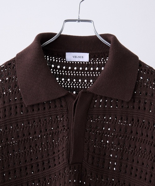 【完売人気商品】VELNUS＆CIASENCE 透かし編みニットポロセット VELNUS ポロシャツ 「VELNUS」Watermark knitting loose Half