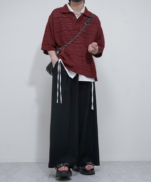 【完売人気商品】VELNUS＆CIASENCE 透かし編みニットポロセット VELNUS ポロシャツ 「VELNUS」Watermark knitting loose Half