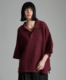 VELNUS（ベルナス）の「【VELNUS】Watermark knitting loose Half Sleeve knit polo shirt 透かし編みルーズ半袖ニットポロシャツ（ポロシャツ）」