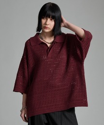 VELNUS（ベルナス）の「【VELNUS】Watermark knitting loose Half Sleeve knit polo shirt/透かし編みルーズ半袖ニットポロシャツ（ポロシャツ）」