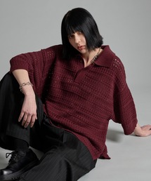 VELNUS（ベルナス）の「【VELNUS】Watermark knitting loose Half Sleeve knit polo shirt 透かし編みルーズ半袖ニットポロシャツ（ポロシャツ）」