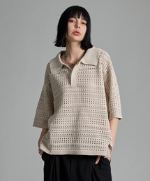 VELNUS（ベルナス）の「【VELNUS】Watermark knitting loose Half Sleeve knit polo shirt/透かし編みルーズ半袖ニットポロシャツ（ポロシャツ）」