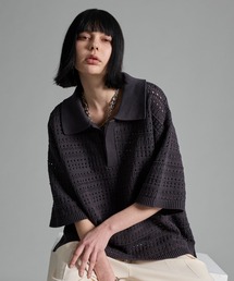 VELNUS（ベルナス）の「【VELNUS】Watermark knitting loose Half Sleeve knit polo shirt 透かし編みルーズ半袖ニットポロシャツ（ポロシャツ）」