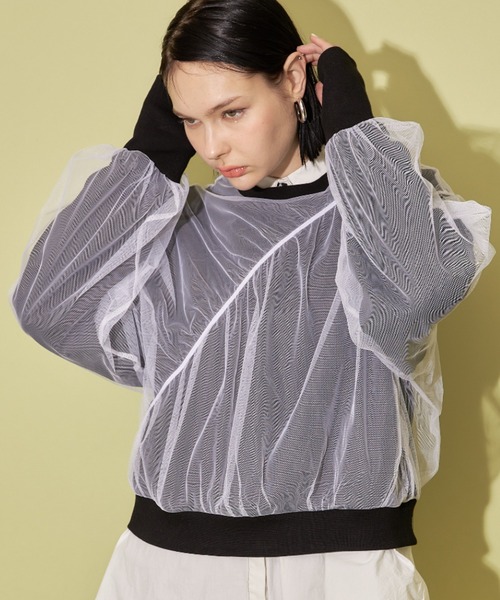 casane（カサネ）の「チュールドッキングプルオーバー（スウェット