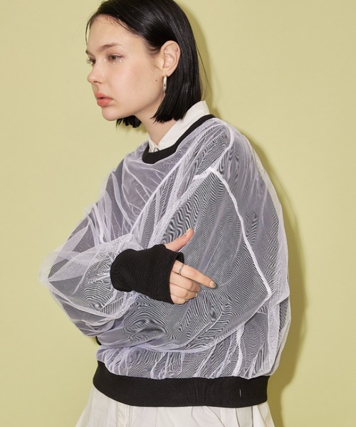 casane（カサネ）の「チュールドッキングプルオーバー（スウェット