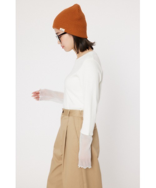 RODEO CROWNS WIDE BOWL（ロデオクラウンズワイドボウル）の「アームチュールトップス（Tシャツ/カットソー・レディース・オフホワイト/ブラック・FREE）」の9枚目の写真