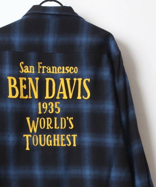 BEN DAVIS(ベンデイビス)の「BEN DAVIS/ベンデイビス OMBRE LS SHIRT/オーバーサイズ 起毛 オンブレチェック バックチェーン刺繍 オープンカラーシャツ/ネルシャツ(シャツ/ブラウス・メンズ・ブルー/ブラック/ブラウン・XL/L/M)」の19枚目の写真