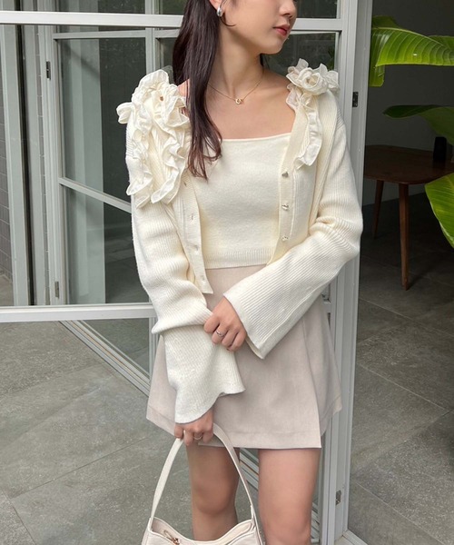 セール】肩リボンニットビスチェ（キャミソール）｜one after another