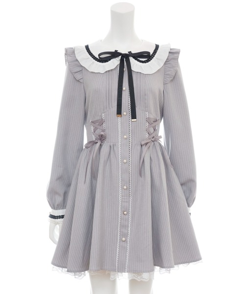 Secret Honey（シークレットハニー）の「ストライプウエストレースアップワンピース（ワンピース・レディース・グレー/ブラック・MEDIUM）」の11枚目の写真